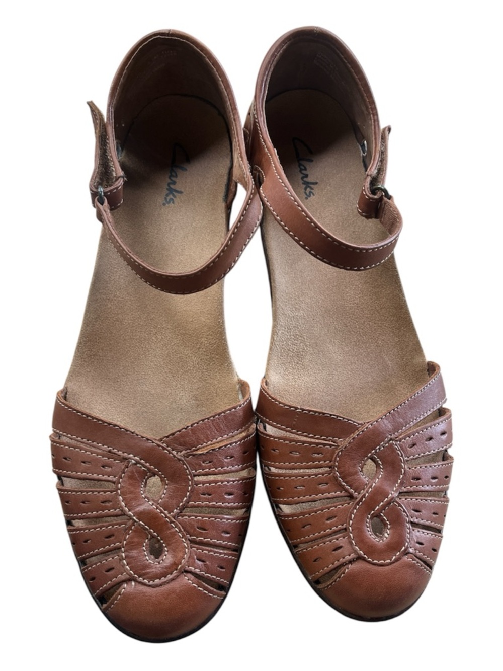Clarks Women’s Brown Leather Strappy Ankle Strap Sandals